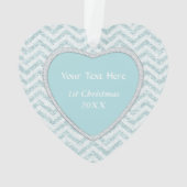 Icy Aqua Zickzack Fotomaterial Vorweihnacht Ornament (Rückseite)