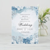 Icy Bloom Frost Wedding Einladung (Stehend Vorderseite)