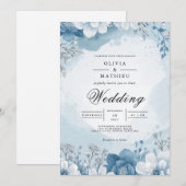 Icy Bloom Frost Wedding Einladung (Vorne/Hinten)