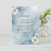 Icy Bloom Frost Wedding Einladung (Stehend Vorderseite)