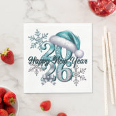 Icy Blue 2026 with Santa Hat and Snowflakes Serviette (Beispiel)