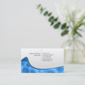 Icy Blue Abstrakt Wave Copywrite Business Card Visitenkarte (Stehend Vorderseite)