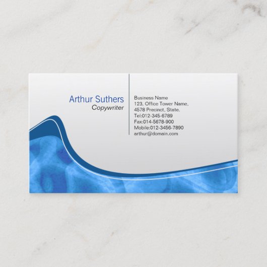 Icy Blue Abstrakt Wave Copywrite Business Card Visitenkarte (Vorderseite)