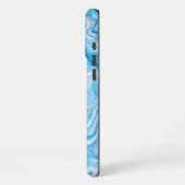 Icy Blue Abstrakte Marmortextur Flüssigkeit iPhone Hülle (Linke Seite)