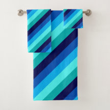 Icy Blue Aquamarin Stripes Badetuch Set