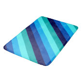 Icy Blue Aquamarin Stripes Large Bath Mat Badematte (Schrägansicht)
