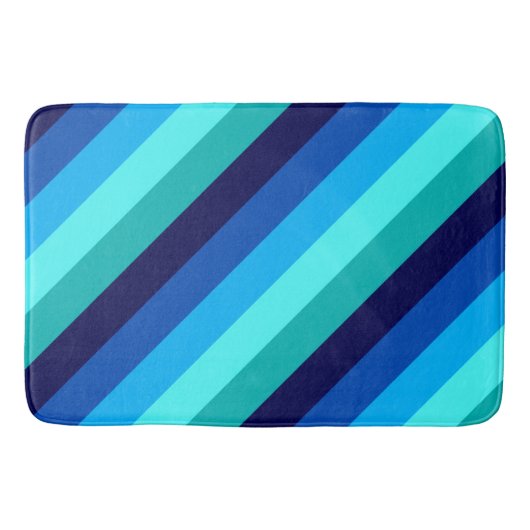 Icy Blue Aquamarin Stripes Large Bath Mat Badematte (Vorderseite)