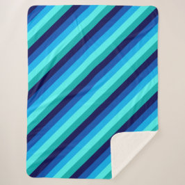Icy Blue Aquamarin Stripes Large Sherpa Blanket Sherpadecke