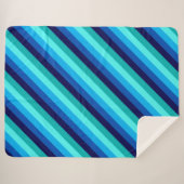 Icy Blue Aquamarin Stripes Large Sherpa Blanket Sherpadecke (Vorderseite (Horizontal))