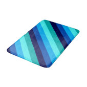 Icy Blue Aquamarin Stripes Medium Bath Mat Badematte (Schrägansicht)