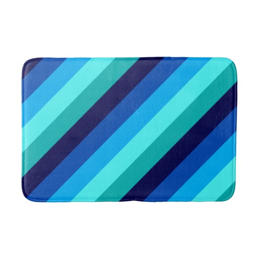 Icy Blue Aquamarin Stripes Medium Bath Mat Badematte (Vorderseite)