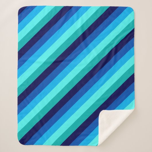 Icy Blue Aquamarin Stripes Medium Sherpa Blanket Sherpadecke (Vorderseite)