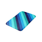 Icy Blue Aquamarin Stripes Small Bath Mat Badematte (Schrägansicht)