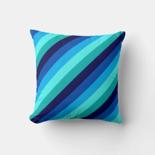 Icy Blue Aquamarin Stripes Throw Kissen