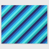 Icy Blue Aquamarin Stripes Wrapping Paper Geschenkpapier (Flach)