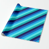 Icy Blue Aquamarin Stripes Wrapping Paper Geschenkpapier (Ungerollt)