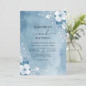 Icy Blue Botanical Frost Wedding Einladung (Stehend Vorderseite)