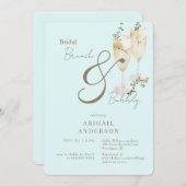 Icy Blue Bridal Brunch & Bubbly Dusche Einladung (Vorne/Hinten)
