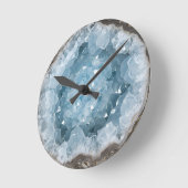 Icy Blue Celestite Crystal Geode Printed Gemstone Runde Wanduhr (Winkel)
