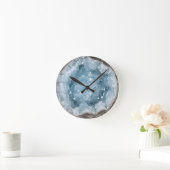 Icy Blue Celestite Crystal Geode Printed Gemstone Runde Wanduhr (Zuhause)