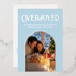 Icy Blue Christmas Baby Birth Announcement Foto Folien Feiertagskarte