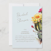 Icy Blue Colorful Cactus Bridal Dusche Einladung (Vorderseite)