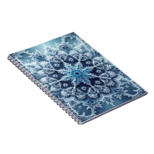 Icy Blue Crystal Fraktal Pattern Notizblock (Rechte Seite)