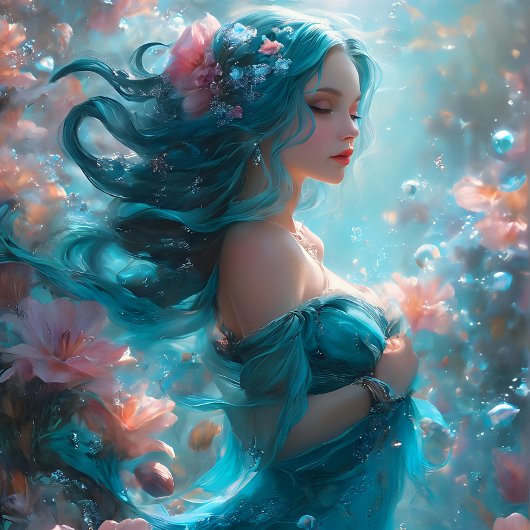 Icy Blue Elegant Mermaid Schnitt Paper v5 Seidenpapier