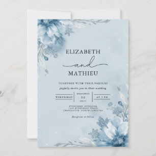 Icy Blue Floral Archway Wedding Einladung
