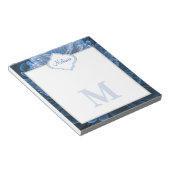 Icy Blue Floral Monogram Notizblock (angewinkelt)