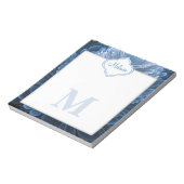 Icy Blue Floral Monogram Notizblock (Rotiert)