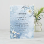 Icy Blue Frost Bloom Wedding Einladung (Stehend Vorderseite)