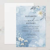 Icy Blue Frost Bloom Wedding Einladung (Vorne/Hinten)
