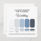 Icy Blue Frosted Gray Winter Wedding Palette Card Einladung (Vorne/Hinten)