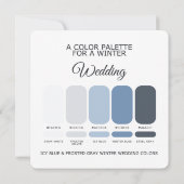 Icy Blue Frosted Gray Winter Wedding Palette Card Einladung (Rückseite)
