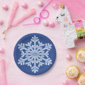 Icy Blue Frozen Snowflake Frohe Winter Weihnachten Pappteller (Party)