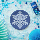 Icy Blue Frozen Snowflake Frohe Winter Weihnachten Pappteller (Party)