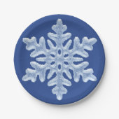 Icy Blue Frozen Snowflake Frohe Winter Weihnachten Pappteller (Vorderseite)