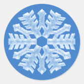 Icy Blue Frozen Snowflake Frohe Winter Weihnachten Runder Aufkleber (Vorderseite)