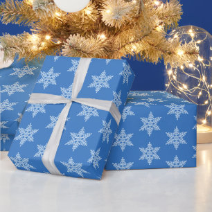 Icy Blue Frozen Winter Frostige Schneeflocken Weih Geschenkpapier