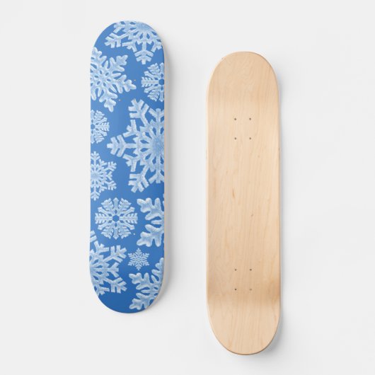 Icy Blue Frozen Winter Frostige Schneeflocken Weih Skateboard (Vorderseite)