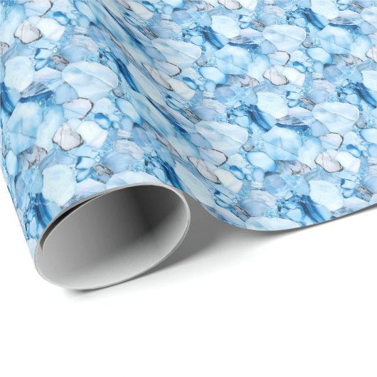 Icy Blue Gemstones Geschenkpapier (Rolleneckpunkt)