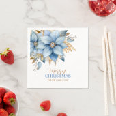 Icy Blue Gold Poinsettia Blume Weihnachten Serviette (Beispiel)
