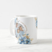 Icy Blue Gold Poinsettia Blume Weihnachtsfest FOTO Kaffeetasse (Vorderseite Links)