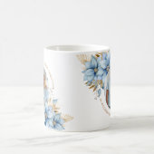 Icy Blue Gold Poinsettia Blume Weihnachtsfest FOTO Kaffeetasse (Mittel)