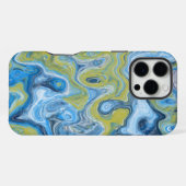 Icy Blue Green Abstrakt Marmor Texture Li iPhone Hülle (Rückseite (Horizontal))