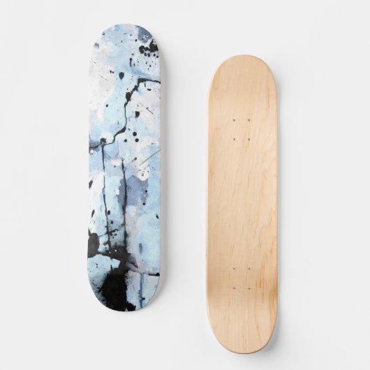 Icy Blue Grunge Crackle Abstract Skateboard (Vorderseite)
