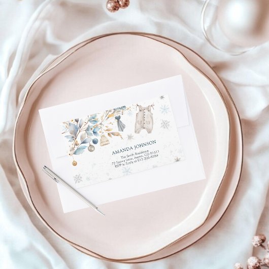 icy blue Little Snowflake Clothesline Envelope Rechteckiger Aufkleber