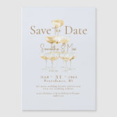 Icy Blue Magnetic Champagne Hochzeit speichern Sie Magneteinladung (Vorderseite)