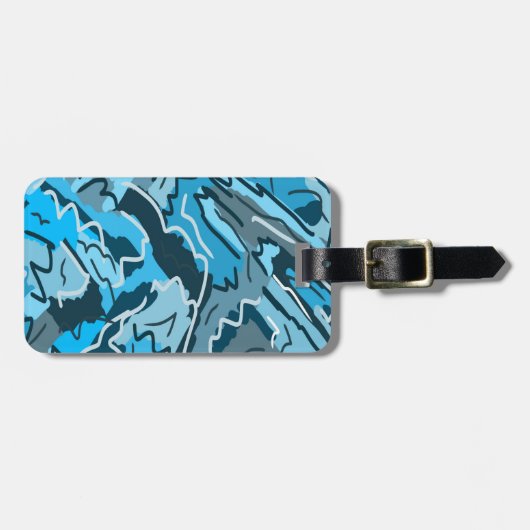 Icy Blue Marbled Abstrakt Gepäckanhänger (Vorderseite horizontal)